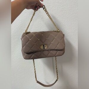 Badgley Mischka Brown Quilted Crossbody Bag
